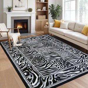 Leopard Runner Rug , Soft Leopard Patchwork Print Washable Rug Runners for Hallways Non-Slip Low Pile Kitchen Runners for Bedroom Laundry Kitchen - 1 of 4
