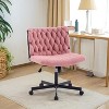 Wide Seat Desk Chair with Wheels, Criss Cross Legged Home Office Chair with Rocking Function & Adjustable Height, Comfy Swivel Armless Chair - 4 of 4