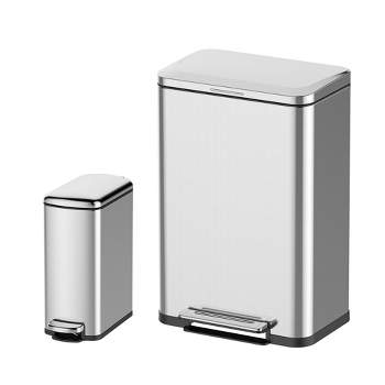 WhizMax Trash Can Combo Set, Stainless Steel Step Tread Trash Can