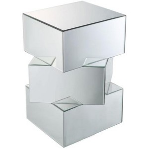 Royal Hampton and Glass End Table with Unique Geometrical Base Design, Silver - 1 of 4
