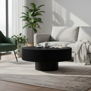 30" Modern Round Coffee Table with Pedestal Base, Space-Saving Small Living Room Center Table, Minimalist Side Table for Apartment-Panipeachy - 1 of 4