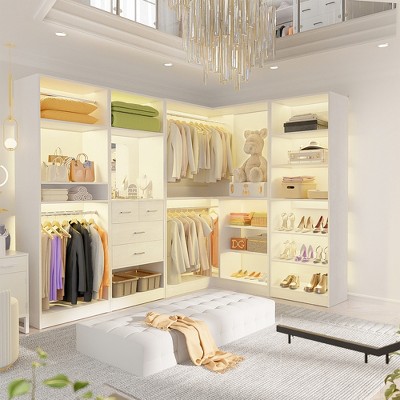Aheaplus Freestanding Closet System Set with Mirror