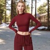 Anna-Kaci Active Women's Long Sleeve Mock Neck Cropped Activewear Top - 2 of 4