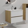 COWLOWN Black 24-in Wall-Mounted Bathroom Vanity with Integrated Ceramic Sink and Overflow, Large Storage Floating Vanity for Modern Bathroom - 2 of 4
