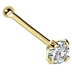 Jewelry Avalanche 22G 14K Gold Ball-end Nose Stud with Diamond - 1 of 3