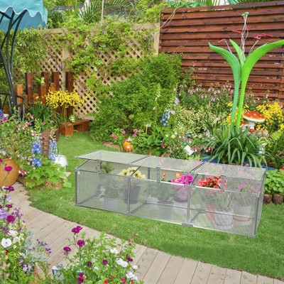 Mini Greenhouse, Greenhouses For Outdoors With Op enable And Fold-able Top, Aluminum Frame, Translucent Polycarbonate Boards, Outdoor Greenhouse