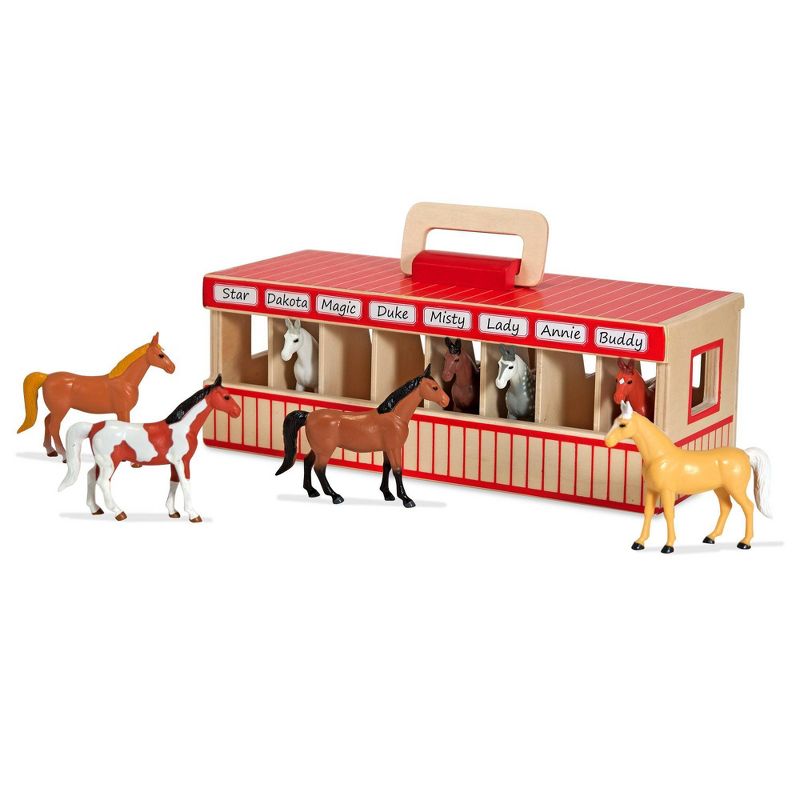 Melissa &#38; Doug Take-Along Show-Horse Stable Play Set With Wooden Stable Box and 8 Toy Horses, 5 of 14