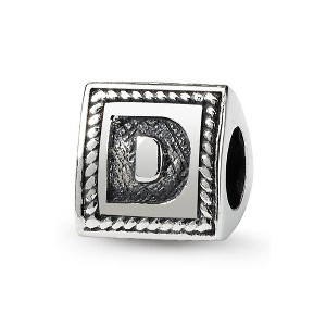 Black Bow Jewelry Triangle Block, Letter D Sterling Silver Bead Charm - 1 of 3