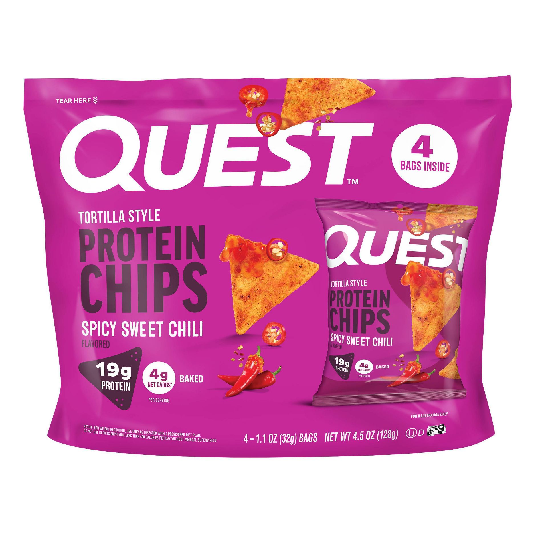 Quest Nutrition Tortilla Style Protein Chips - Spicy Sweet Chili - 4pk/1.1oz