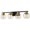 POWLIG 29.53-in 4-Light Black and Gold Bathroom Vanity Light with Clear Glass Shades, Bulbs not Included - 2 of 4