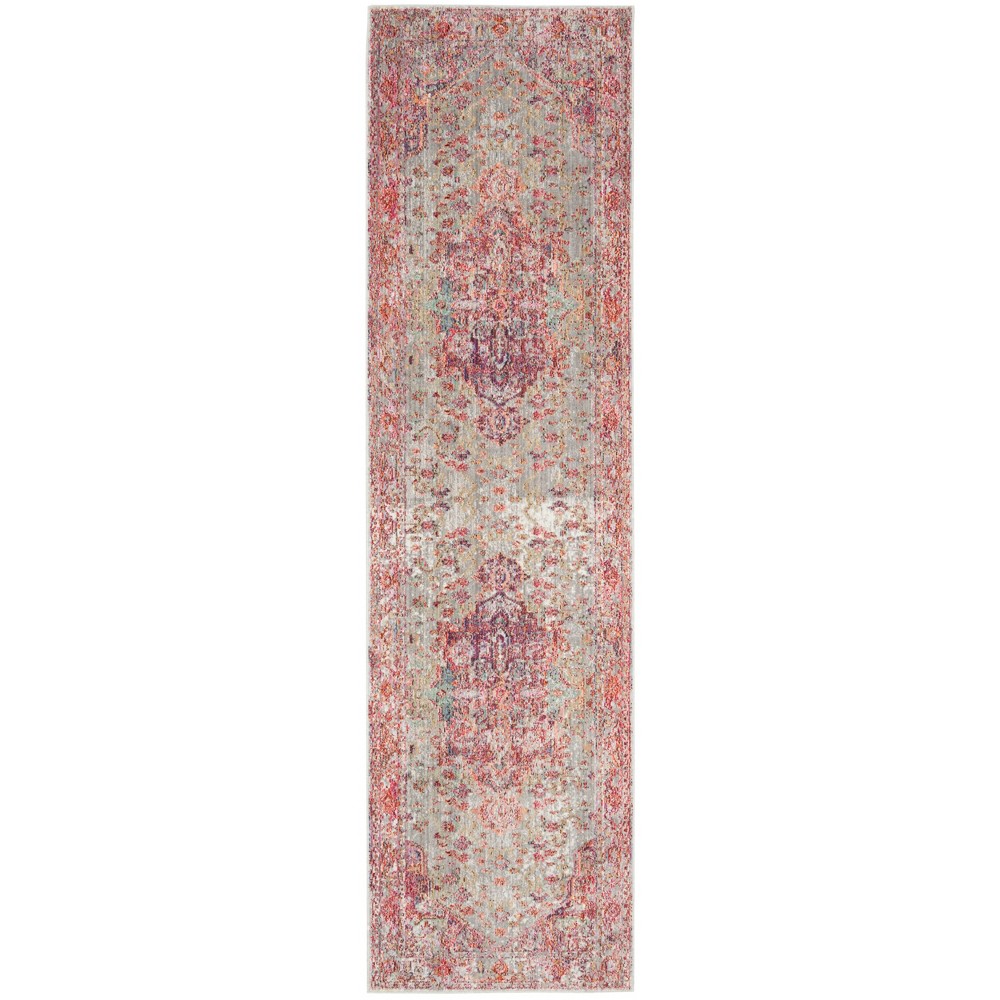  Loomed Medallion Runner Rug Gray/Red