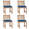 vidaXL 4 pcs Patio Chairs with Cushions - Solid Teak Wood, Outdoor/Indoor Use, Durable, Weather Resistant, Comfortable Seating, Easy to Clean - 2 of 4