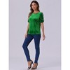 Allegra K Women's Round Neck Puff Short Sleeve Party Clubwear Velvet Top - 4 of 4