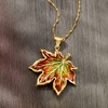 Ross-Simons Italian Multicolored Enamel Maple Leaf Pendant Necklace in 18kt Gold Over Sterling Size - 4 of 4
