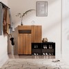 HYLEORY Farmhouse Shoe Storage Cabinet with Shoe Bench, 4-Tier Shoe Cabinet Shelves for 20 Pairs - 4 of 4