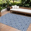 Blue And Ivory Geometric Washable Indoor Outdoor Area Rug - 2 of 4