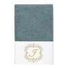 Linum Home Textiles 100% Turkish Cotton MONICA Gold Thread 2PC Embellished Hand Towel Set - 2 of 3