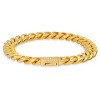 Steeltime 24" and 8.5" Men's stainless steel thick cuban link chain set with simulated diamonds clasp. Color Options: Silver, Gold - 3 of 4