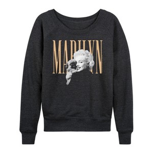Women's - Marilyn Monroe - Dog Portrait Lightweight French Terry Wide Neck Long Sleeve Shirt - 1 of 4