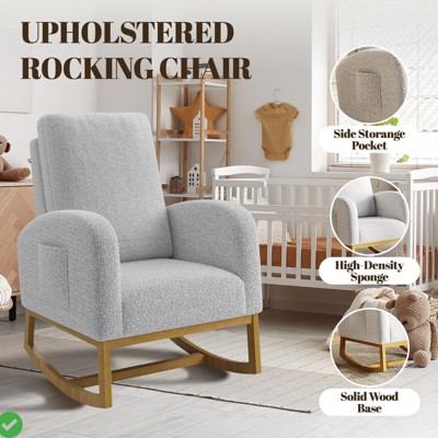 High-Back Rocking Chair Nursing Rocking Chairs with Armrest Modern Rocker Chair