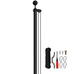VEVOR 25FT Sectional Flag pole Kit, Aluminum Alloy in Ground Flag poles for Outside, 3 Display Modes Flagpole with 3x5 American Flag, Black - 1 of 4