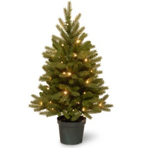 3' Prelit LED Jersey Fraser Fir Artificial Christmas Tree Battery Operated Warm White Lights - National Tree Company - 1 of 4
