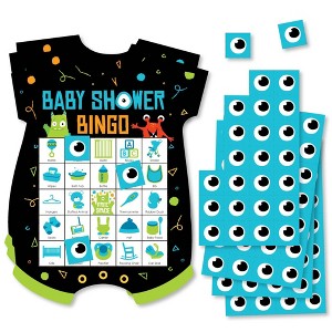 Big Dot of Happiness Monster Bash - Picture Bingo Cards and Markers - Little Monster Baby Shower Shaped Bingo Game - Set of 18 - 1 of 4