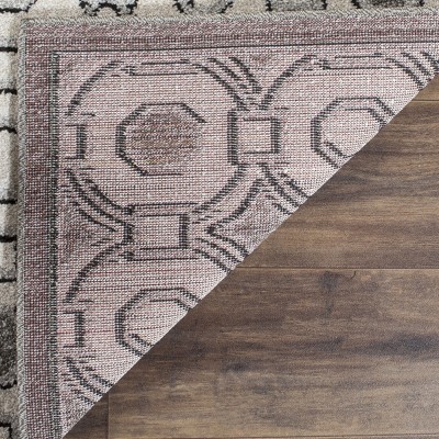 Ivory and Grey Geometric Indoor-Outdoor Square Rug