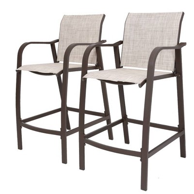 2pc Outdoor Counter Height Bar Stools - Beige - Crestlive Products