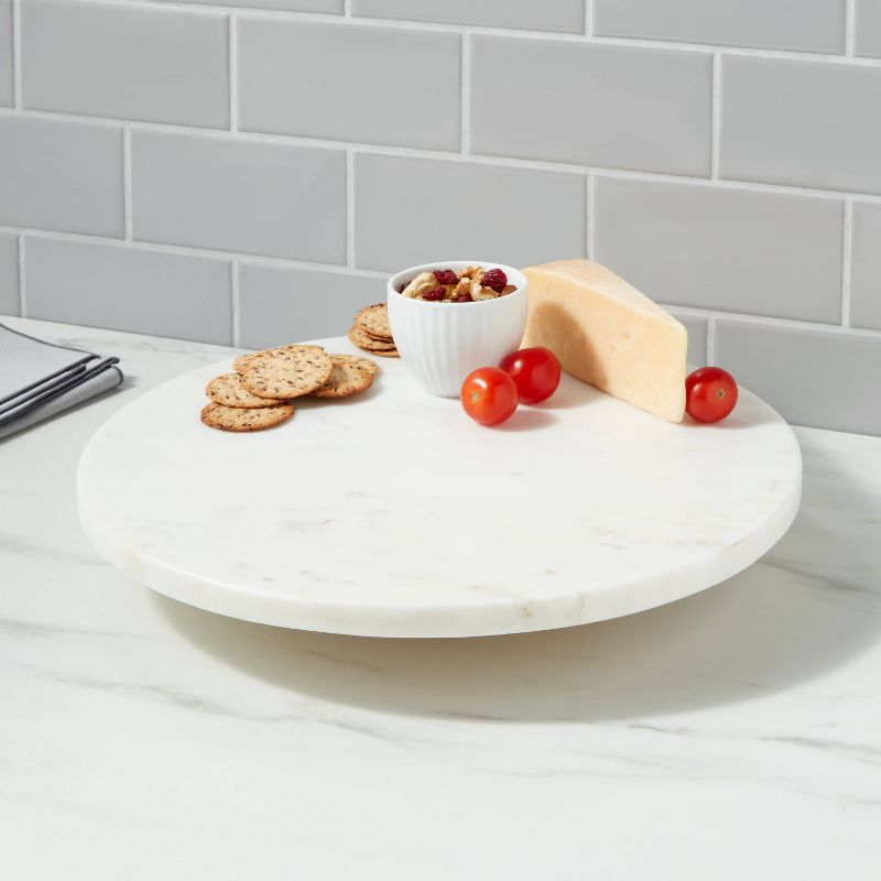 14&#34; Marble and Wood Lazy Susan White - Threshold&#8482;, 3 of 11