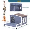 Lyngins Deluxe Large Wooden Outdoor Dog House with Waterproof Asphalt Roof, Terrace & Ventilation Windows, Dog Kennel for Small/Medium Dogs - 2 of 4