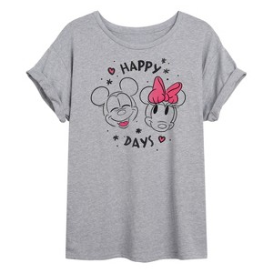 Women's - Disney - Mickey Minnie Happy Days Oversized Graphic T-Shirt - 1 of 4