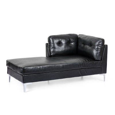 Jimes Contemporary Upholstered Chaise, Black Leather Modern Chaise Lounge