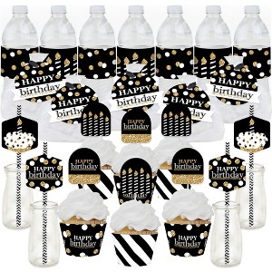 Big Dot of Happiness Adult Happy Birthday - Gold - Birthday Party Favors and Cupcake Kit - Fabulous Favor Party Pack - 100 Pieces - 1 of 4