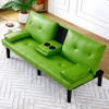 Runesay 67" PVC Convertible Sofa Bed with Fold-Down Backrest and Built-in Cup Holders - 4 of 4
