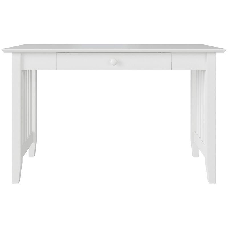 AFI Mission Solid Wood Writing Office Desk with Elegant Felt Drawer in White, 3 of 7