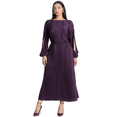 ELOQUII Plisse Open Sleeve Dress