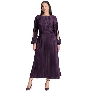 ELOQUII Plisse Open Sleeve Dress - 1 of 3