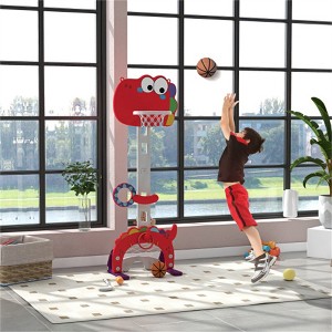 YONWAY 5-in-1 Kids Basketball Hoop,5 Level Adjustable Height Basketball Goal with Soccer,Ring Toss & Throw Ball Game for Boys Girls 3-6 Years, Red - 1 of 4
