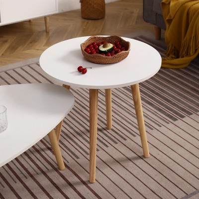 Syemin End Tables Modern Simple Glass Coffee Table, Small Side Table, End Tables Living Room, Sofa Side Table, White, 21.65"*21.65"*20.08"