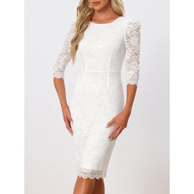 Женские платья INSPIRE CHIC Women's Elegant Lace 3/4 Sleeve Cocktail Bodycon Dresses X-Large White — фото 3