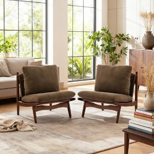 Scott Living Vista Accent Chair Mocha with Natural Wood Frame, Set of 2 - 1 of 4