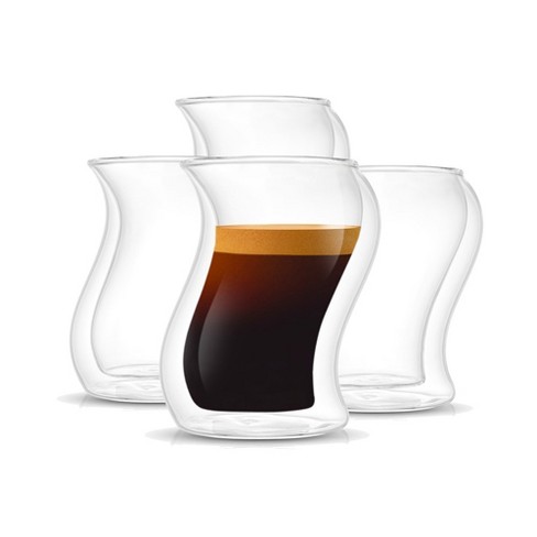 JoyJolt Stoiva Double Walled Espresso Glass Cups - Set of 4 Stackable Shot  Mugs with Handle - 5 oz