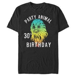 Men's Star Wars Chewie Party Animal 30th Birthday Color Portrait T-Shirt - 1 of 4