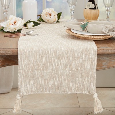 Natural Cotton Tasseled Table Runner, 16 x 72 in
