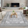 8'x10' Vintage Floral Print Living Room Bedroom Rugs, Washable Non Slip Large Throw Carpet for Dining Room Nursery Kitchen, Grey - 3 of 4
