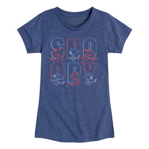 Girls' - Peanuts - Hockey Snoopy Fitted Short Sleeve Graphic T-Shirt - 1 of 4