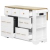 Whisen Kitchen Island with 6 Drawers, Pull - Out Trash, 5 Rolling Wheels, Drop Leaf & Racks - 2 of 4