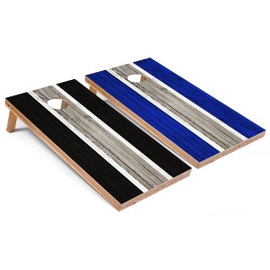Skip's Garage Black and Royal Striped Cornhole Board Set, Includes 2 Boards, 8 Bags - 1 of 4