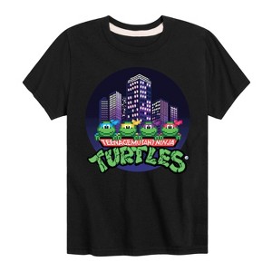 Boys' - Teenage Mutant Ninja Turtles - City Scape With Turtles Short Sleeve Graphic T-Shirt - 1 of 4